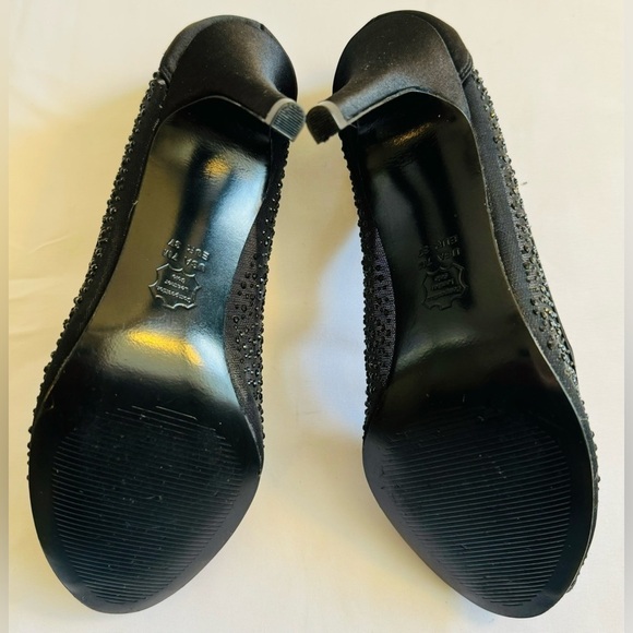 Adrianna Papell Women’s Black Mesh Beaded Peep Toe Heels Size 7M - Picture 7 of 7